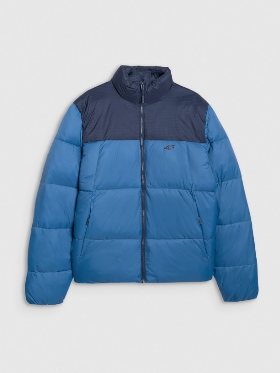 Męska kurtka puchowa pikowana 4F 4FWAW25TDJAM601 - niebieska