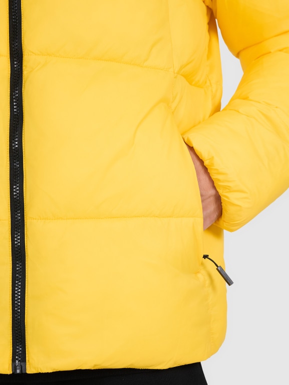 Męska kurtka puchowa pikowana 4F 4FWAW25TDJAM601 - żółta