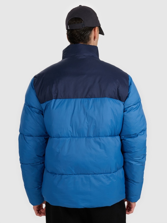 Męska kurtka puchowa pikowana 4F 4FWAW25TDJAM601 - niebieska
