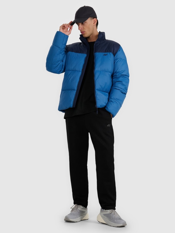Męska kurtka puchowa pikowana 4F 4FWAW25TDJAM601 - niebieska