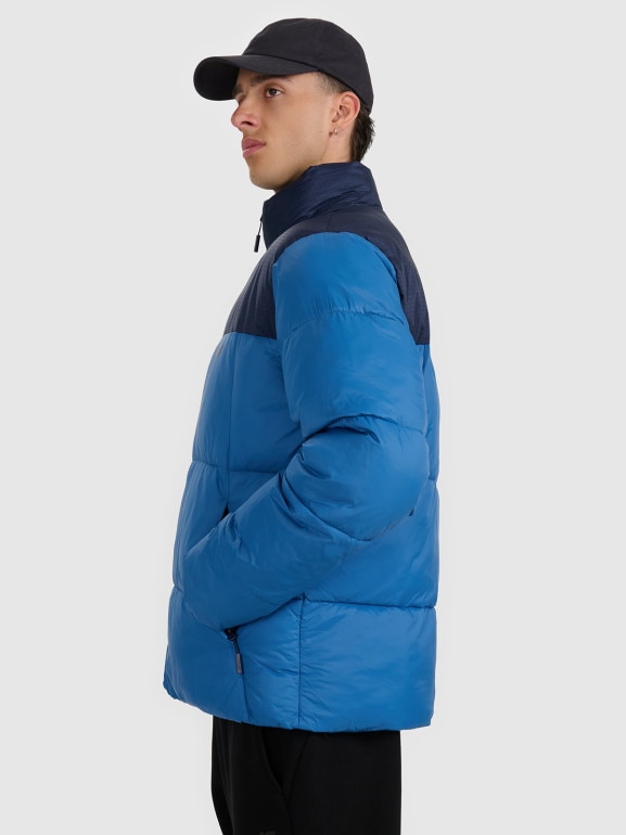 Męska kurtka puchowa pikowana 4F 4FWAW25TDJAM601 - niebieska