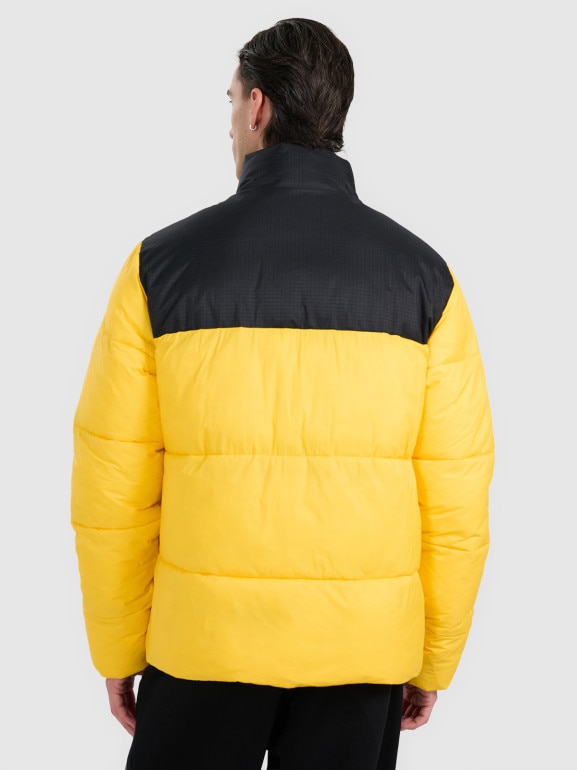 Męska kurtka puchowa pikowana 4F 4FWAW25TDJAM601 - żółta