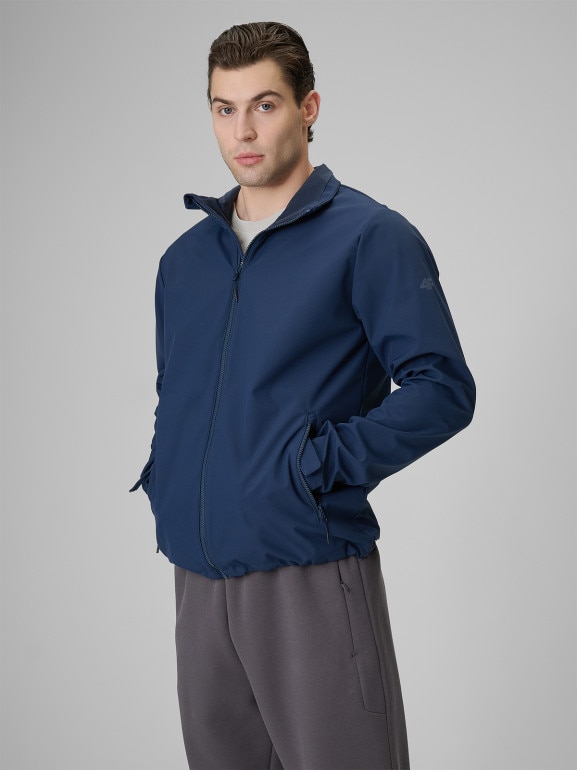 Męska kurtka softshell wiatroodporna 4F 4FWSS26TSOFM548 - granatowa