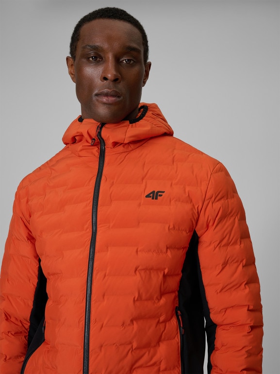 Męska kurtka trekkingowa puchowa 4F 4FRSS26TDJAM0961 - pomarańczowa