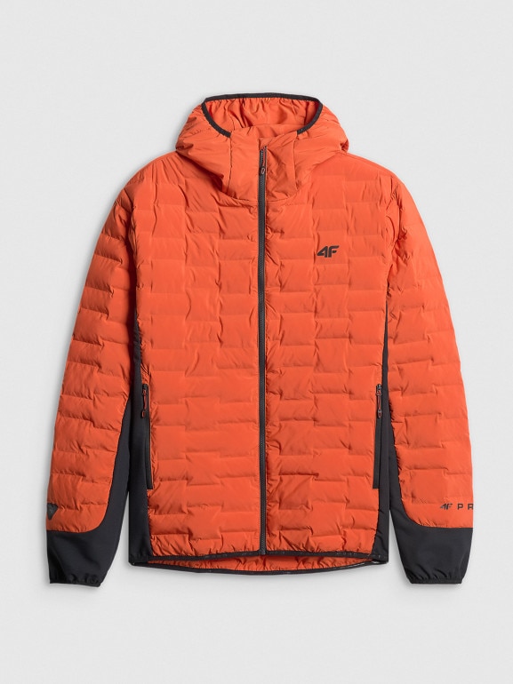 Męska kurtka trekkingowa puchowa 4F 4FRSS26TDJAM0961 - pomarańczowa