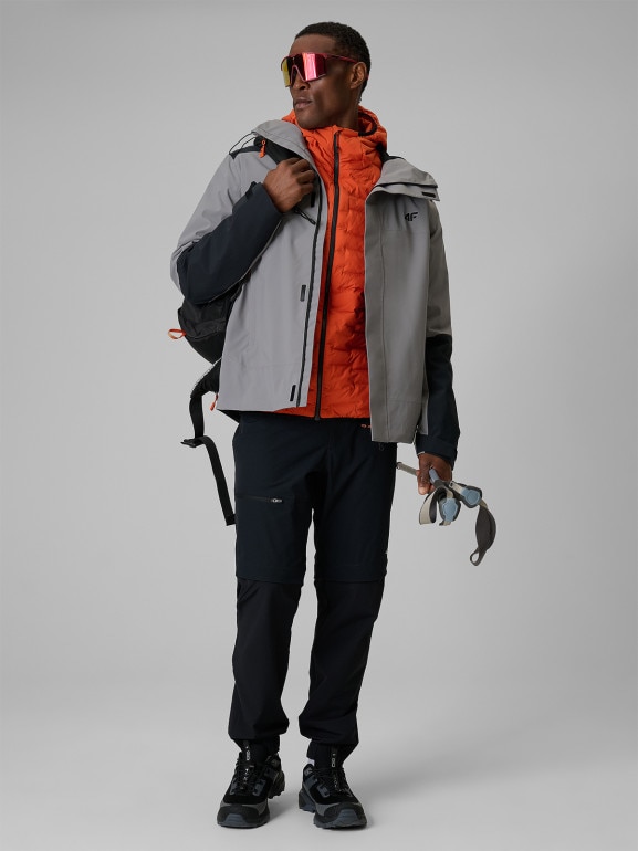 Męska kurtka trekkingowa puchowa 4F 4FRSS26TDJAM0961 - pomarańczowa