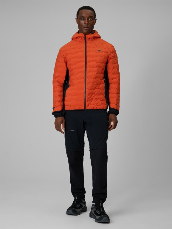 Męska kurtka trekkingowa puchowa 4F 4FRSS26TDJAM0961 - pomarańczowa