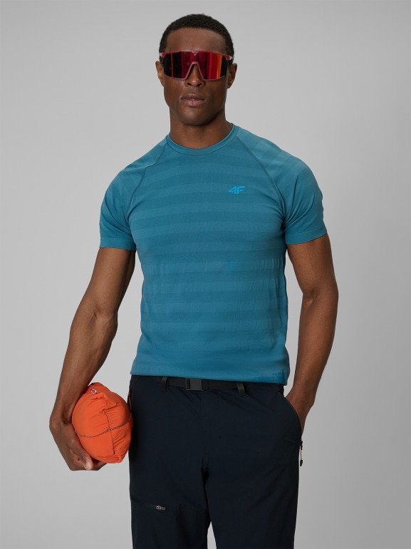 Męska kurtka trekkingowa puchowa 4F 4FRSS26TDJAM0961 - pomarańczowa