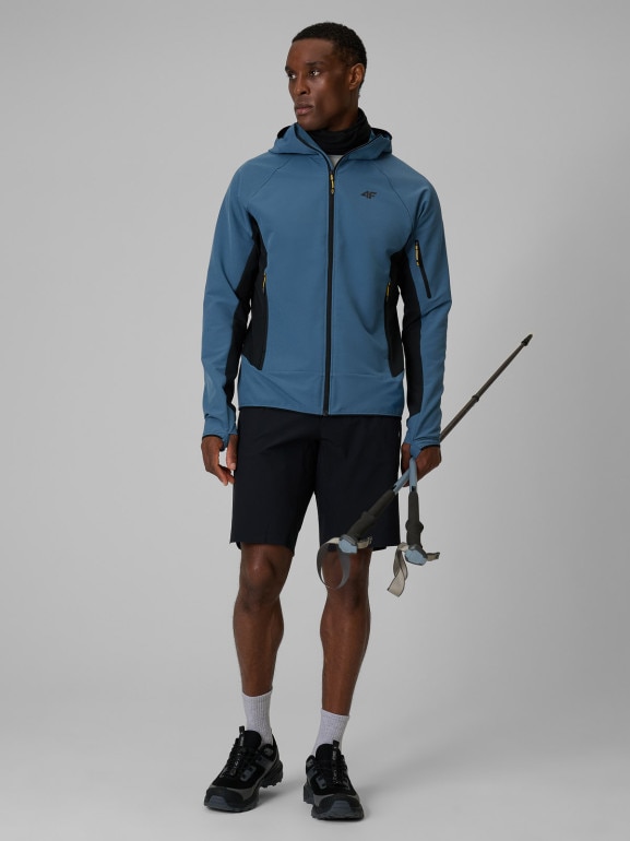 Męska kurtka trekkingowa softshell 4F 4FRSS26TSOFM644 - denim
