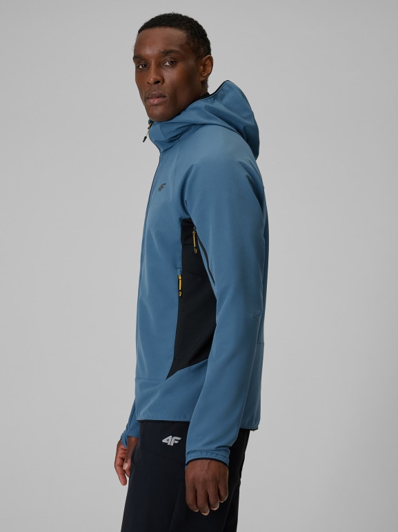 Męska kurtka trekkingowa softshell 4F 4FRSS26TSOFM644 - denim