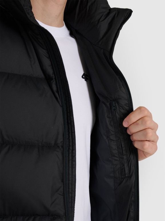 Męski bezrękawnik pikowany z puchem naturalnym 4F 4FWAW25TVJAM228 - czarny