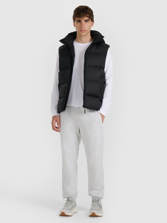 Męski bezrękawnik pikowany z puchem naturalnym 4F 4FWAW25TVJAM228 - czarny