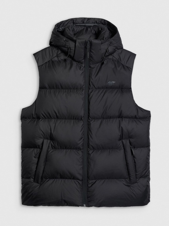 Męski bezrękawnik pikowany z puchem naturalnym 4F 4FWAW25TVJAM228 - czarny