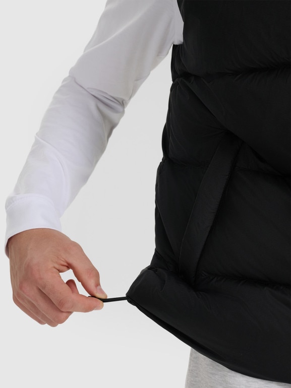 Męski bezrękawnik pikowany z puchem naturalnym 4F 4FWAW25TVJAM228 - czarny