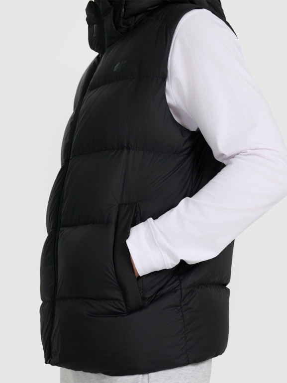 Męski bezrękawnik pikowany z puchem naturalnym 4F 4FWAW25TVJAM228 - czarny