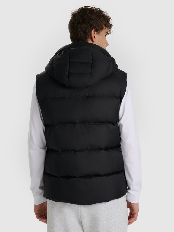 Męski bezrękawnik pikowany z puchem naturalnym 4F 4FWAW25TVJAM228 - czarny