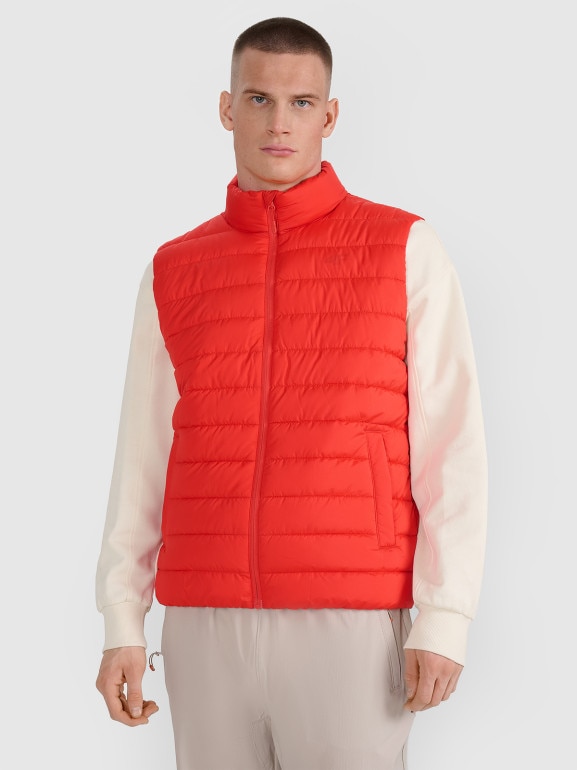 Męski bezrękawnik puchowy 4F 4FWAW25TVJAM224 - czerwony