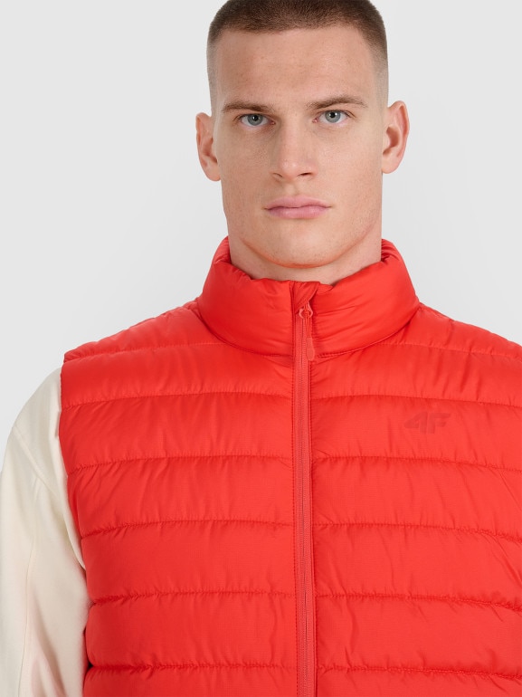 Męski bezrękawnik puchowy 4F 4FWAW25TVJAM224 - czerwony