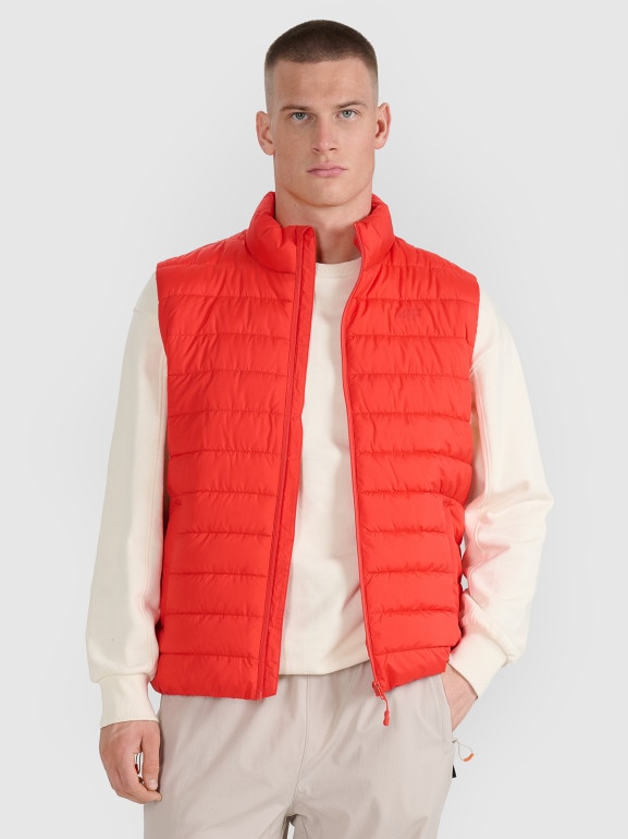 Męski bezrękawnik puchowy 4F 4FWAW25TVJAM224 - czerwony