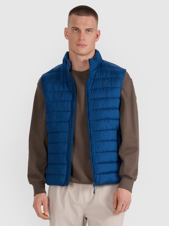 Męski bezrękawnik puchowy 4F 4FWAW25TVJAM224 - niebieski