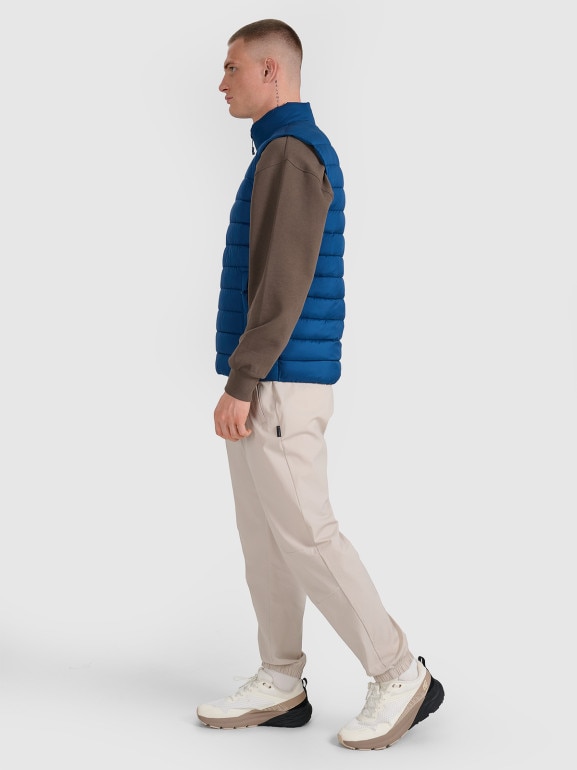 Męski bezrękawnik puchowy 4F 4FWAW25TVJAM224 - niebieski