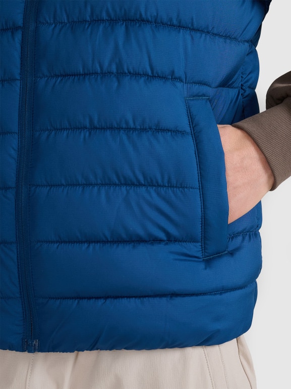 Męski bezrękawnik puchowy 4F 4FWAW25TVJAM224 - niebieski