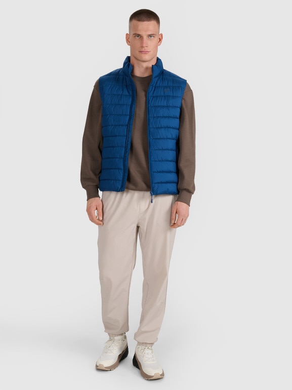 Męski bezrękawnik puchowy 4F 4FWAW25TVJAM224 - niebieski