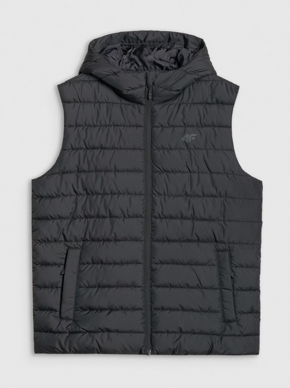 Męski bezrękawnik puchowy pikowany 4F 4FWAW25TVJAM225 - czarny
