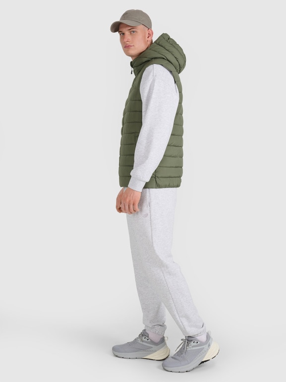 Męski bezrękawnik puchowy pikowany 4F 4FWAW25TVJAM225 - oliwkowy