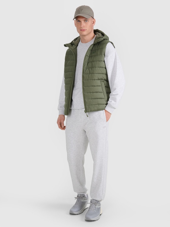 Męski bezrękawnik puchowy pikowany 4F 4FWAW25TVJAM225 - oliwkowy