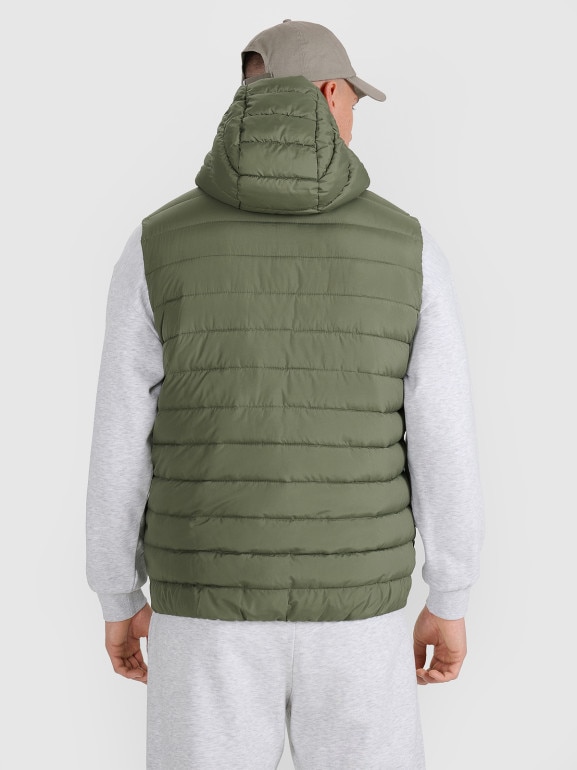 Męski bezrękawnik puchowy pikowany 4F 4FWAW25TVJAM225 - oliwkowy