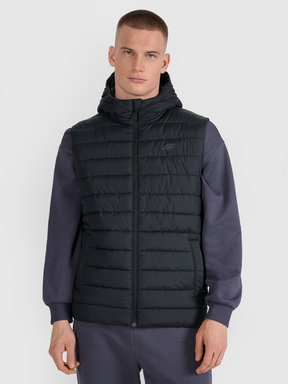 Męski bezrękawnik puchowy pikowany 4F 4FWAW25TVJAM225 - czarny