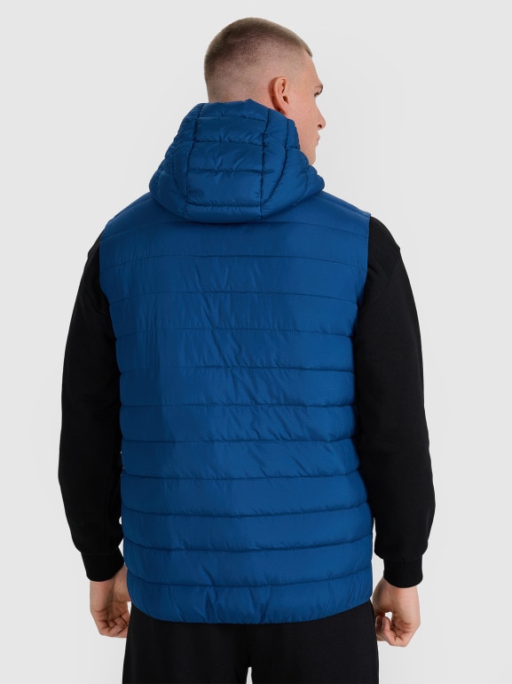 Męski bezrękawnik puchowy pikowany 4F 4FWAW25TVJAM225 - niebieski