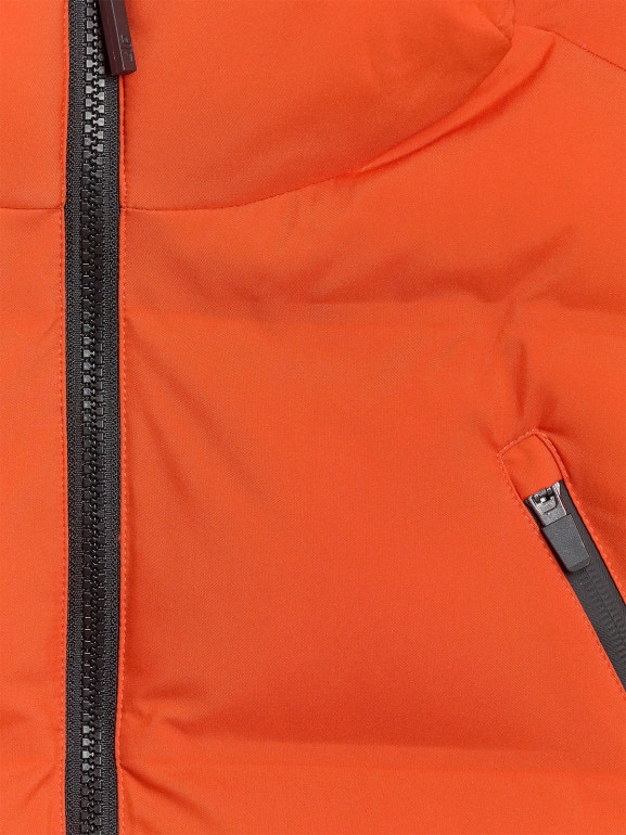 Męski bezrękawnik puchowy pikowany 4F 4FWAW25TVJAM226 - pomarańczowy