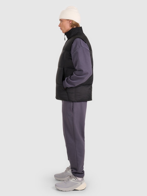 Męski bezrękawnik puchowy pikowany 4F 4FWAW25TVJAM229 - czarny