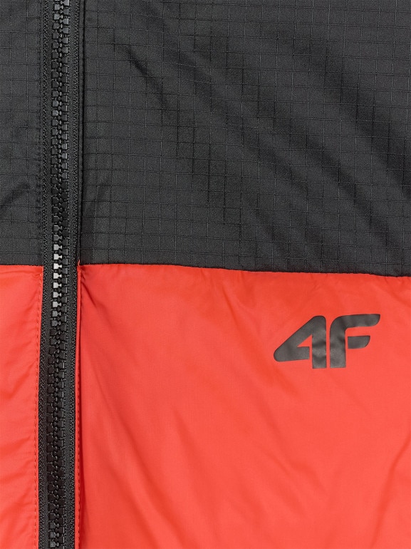 Męski bezrękawnik puchowy pikowany 4F 4FWAW25TVJAM229 - czerwony