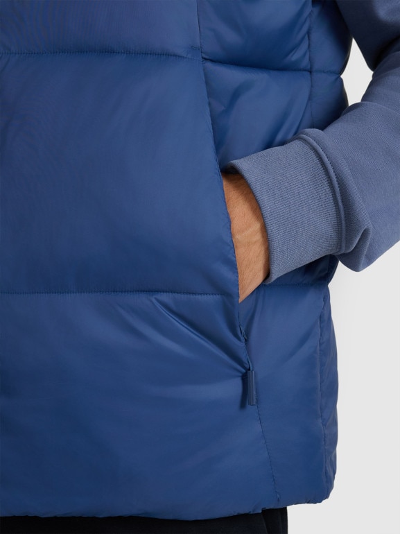 Męski bezrękawnik puchowy pikowany 4F 4FWAW25TVJAM229 - niebieski