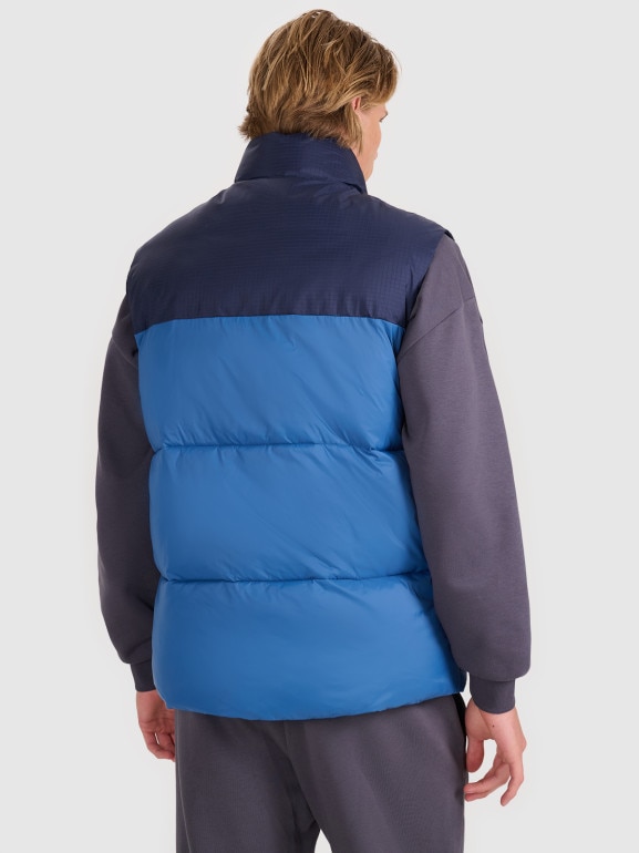 Męski bezrękawnik puchowy pikowany 4F 4FWAW25TVJAM229 - niebieski
