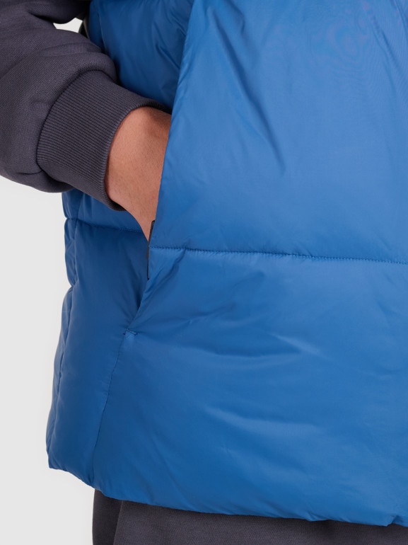 Męski bezrękawnik puchowy pikowany 4F 4FWAW25TVJAM229 - niebieski