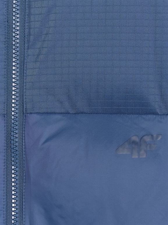 Męski bezrękawnik puchowy pikowany 4F 4FWAW25TVJAM229 - niebieski