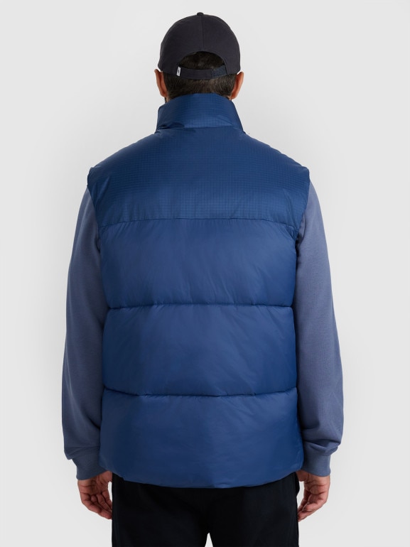 Męski bezrękawnik puchowy pikowany 4F 4FWAW25TVJAM229 - niebieski