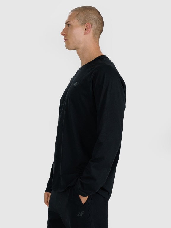 Męski longsleeve basic 4F 4FWAW25TLONM474 - czarny