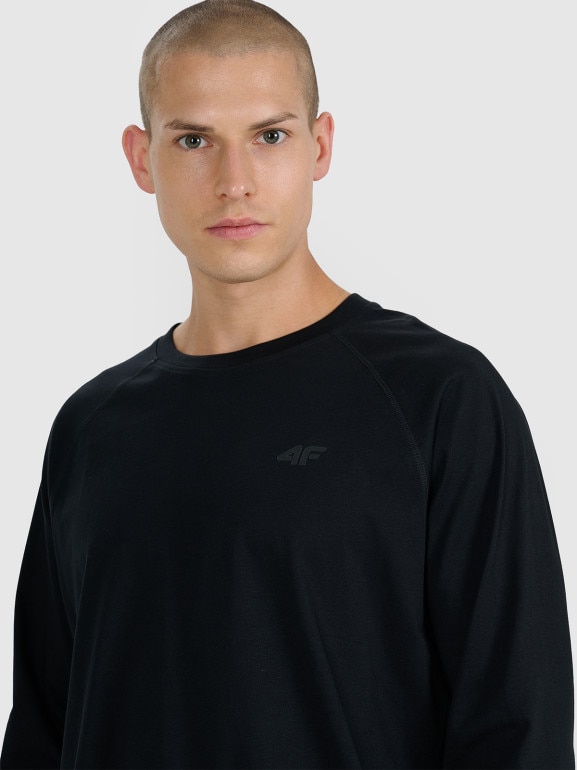 Męski longsleeve basic 4F 4FWAW25TLONM474 - czarny
