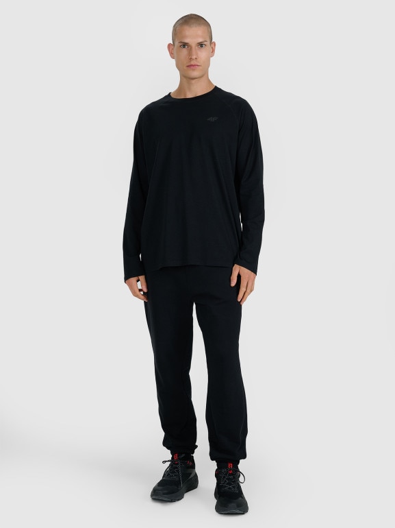 Męski longsleeve basic 4F 4FWAW25TLONM474 - czarny
