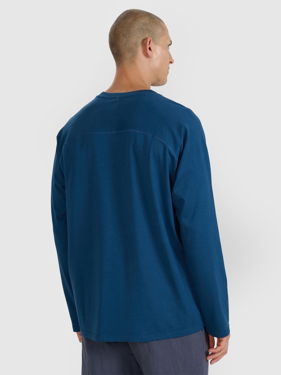 Męski longsleeve basic 4F 4FWAW25TLONM474 - granatowy