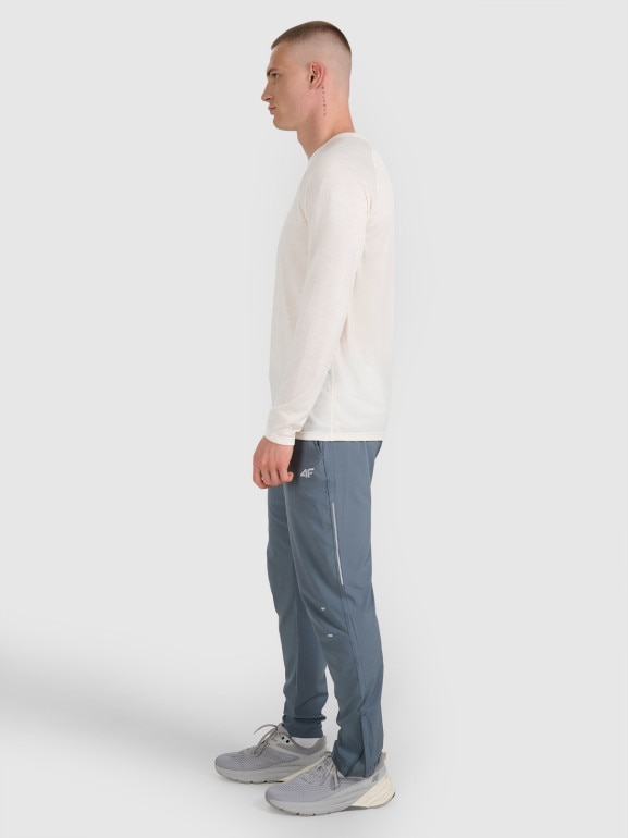Męski longsleeve do biegania 4F 4FWAW25TFLOM413 - biały