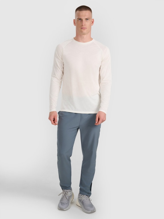 Męski longsleeve do biegania 4F 4FWAW25TFLOM413 - biały