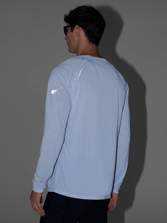 Męski longsleeve do biegania 4F 4FWAW25TFLOM413 - niebieski