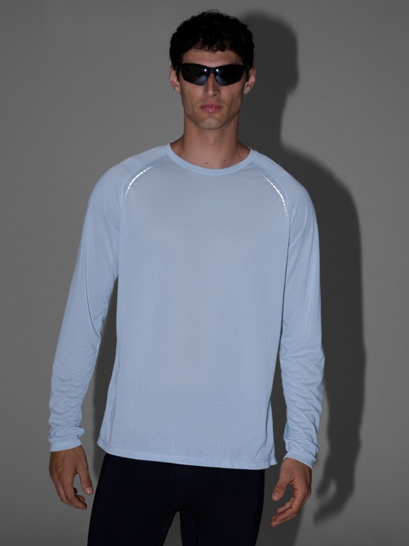 Męski longsleeve do biegania 4F 4FWAW25TFLOM413 - niebieski