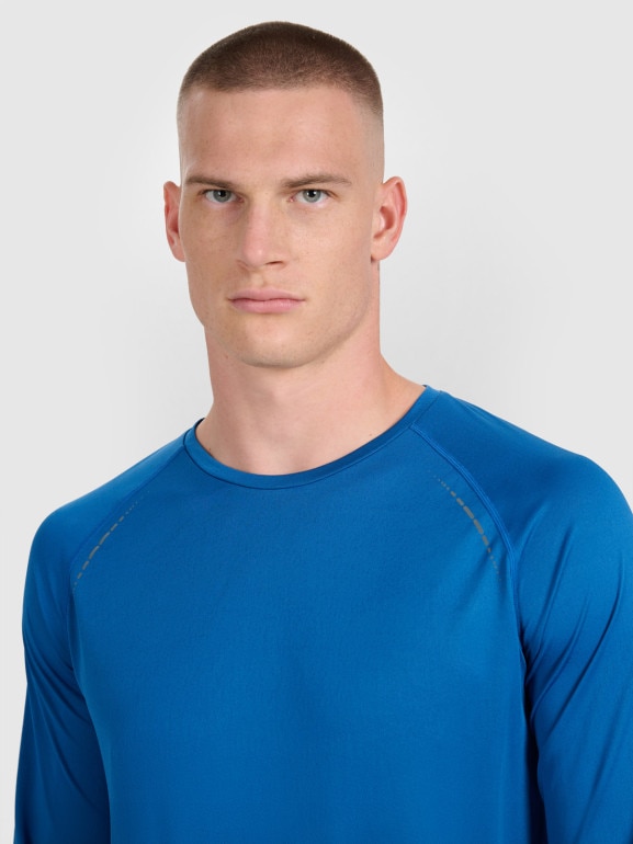 Męski longsleeve do biegania 4F 4FWAW25TFLOM413 - niebieski